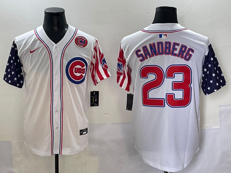 Men 2025 Chicago Cubs #23 Sandberg White a generation of national flags Joint Name Nike MLB Jersey style 5